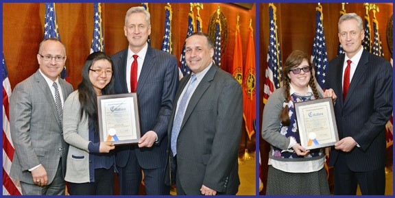 Legislator Richard Nicolello recently honored students from Manhasset High School and Mineola High School who were selected as Intel Semifinalists for 2015. 